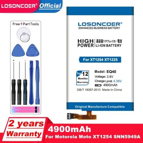 LOSONCOER 4900mAh EQ40 Battery for Motorola Moto Droid Turbo XT1225 XT1254 SNN5949A