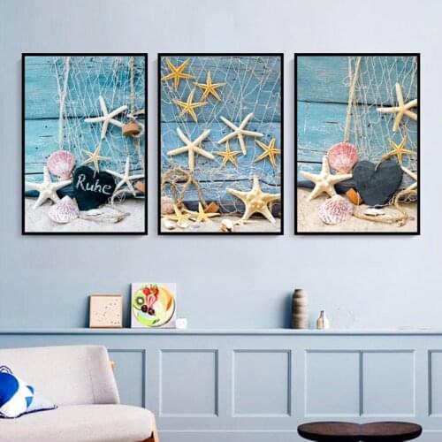 DIY Diamond Embroidery Seaside Scenery Flower Full 5D Diamond Painting Landscape Shells Cross Stitch Home Decor Handwork Gift