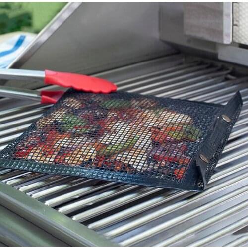 KHGDNOR Non-stick Mesh Grilling Bag Reusable BBQ Fruit And Vegetable Meat Storage Bag Barbecue Heat Resistant Bags drop shipping