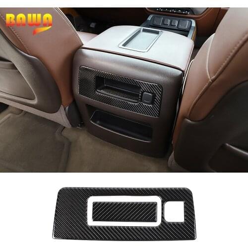 BAWA Rear Storage Compartment Panel of Armrest Box Cover Sticker Decoration Car Accessories For Chevrolet Silverado 2014-2018