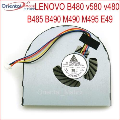 Free Shipping KSB0705HA DC5V 0.4A Computer Fan For LENOVO B480 v580 v480 B485 B490 M490 M495 E49 CPU Cooler Fan