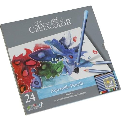 Cretacolor Marino Lightfast Watercolor Pencil Sets, 24-Pencil Set, Can be used wet or dry