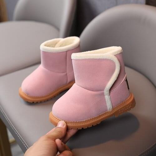 Childrens snow boots girls' winter shoes lamb wool boots boys' snow boots baby plus velvet thick cotton shoes