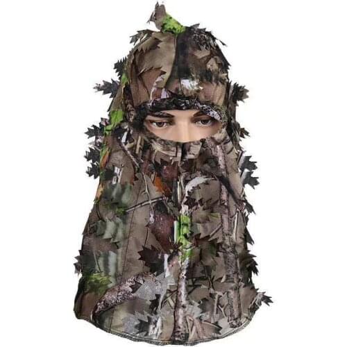 Unisex 3D Camouflage Maple Leafy Face Mask Ghillie Suit Sniper Tactical CamouflageHood Hunting Fishing Headgear Camo Hat