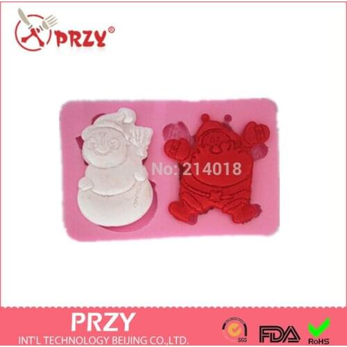 Lace Santa snowman mold Shaped silicone fondant Cake decoration mold soap mold 100% food grade raw material Jelly mold