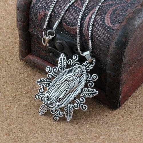 Hot ! 1pcs Alloy Our Lady of the Holy Scapular Medal Religious Pendant Necklaces 23.6inches 54.8X37mm Pendant A-482d