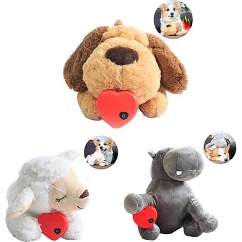 2021 hot-selling plush toy dog comfort behavior training auxiliary toy heart rate soothing plush doll sleeping smart dog cat toy