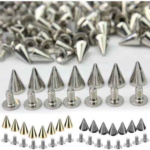 20Sets Metal Punk Screw Rivets Cone Studs DIY Crafts Leather Belt Watchband Head Spikes Decor Nail Screw Rivets