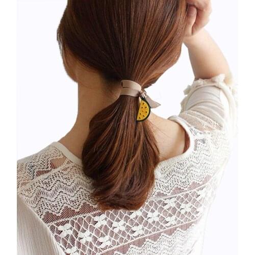 Cute Fruit Women Elastic Hair Bands Rubber Girl Hairband Hair Rope Tie Bracelet Ponytail Holders Hair Accessories Headdress