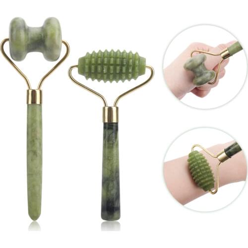 Jade Roller Anti Wrinkle Natural Jade Gua Sha Anti Aging Skin Slimming Massager Real Single Jade Facial Roller Face Lift Tools