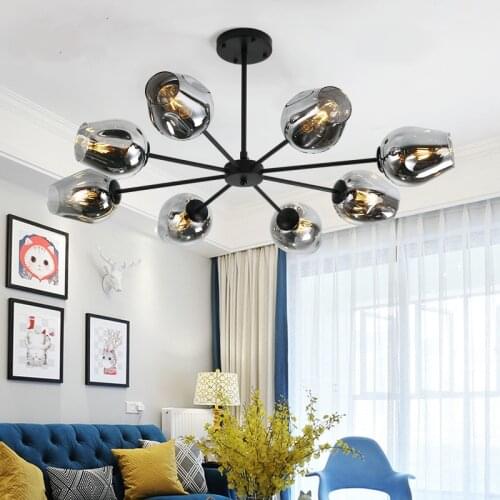 Nordic LED Glass Iron Chandelier Lighting Modern Decor Dining Room Kitchen Hanging Lamp Living Room Art Indoor Lighting Fixtures