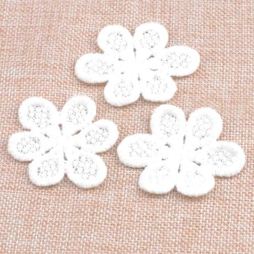 New 20pcs Beautiful flower White Color Lace Trim Embroidered Lace Ribbon Accessories Decoration Sew On Guipure Lace DIY cp1556