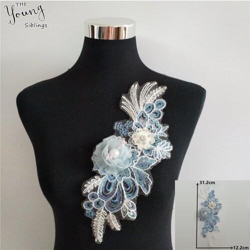 New Design 3D Embroidery Beading Lace Applique Flower for Garment DIY Accessories