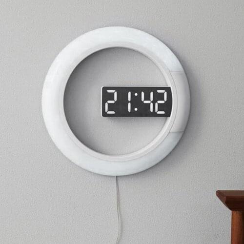 Upgrade 7 Colors Home Decor 3D 12" LED Wall Clock Remote Control Alarm Clock Temperature