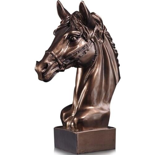 SALES 43CM RETRO HORSE HEAD STATUES ANTIQUE COPPER ANIMALS FIGURINE ART&CRAFT AMERICAN LIVING ROOM OFFICE ORNAMENTS R661