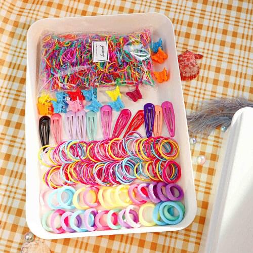 1 Set Children Women Color Elastic Hair Bands Hair Accessories Headdress Nylon Hair Rope Rubber Band Girls Accessories