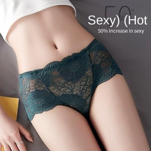 Sexy Panties Women 's Lace plus Size Traceless Ladies New High Waist Transparent Ultra-Thin Breifs