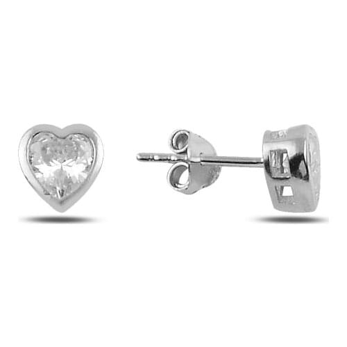 Silver 925 Sterling Heart Zircon Stone Engagement Earrings