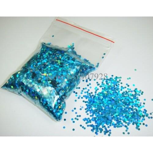 Free Shipping-50g/bag x 2mm(1/12")Laser Light Blue Glitter Hexagon Paillette Spangles Shape for DIY Nail Art Decoration