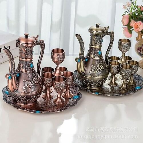 Alloy Wine Set Liquor Tray Gift Luxury Court High-End European-Style Antique Generation Zinc Wine Jug Wine Glass