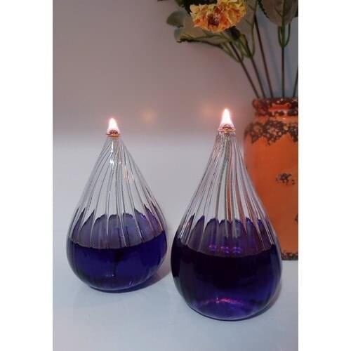 Viyale Store Carved Tulip Glass Oil Lamp Dual Set