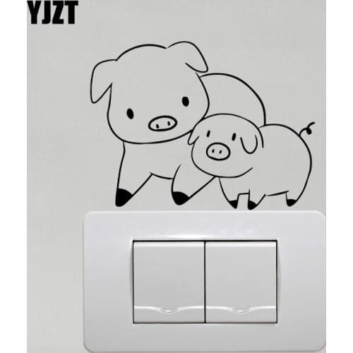 YJZT Animal Pig Family Wall Switch Sticker Cartoon Vinyl Decal Home Room Decor Art Creative S19-0473