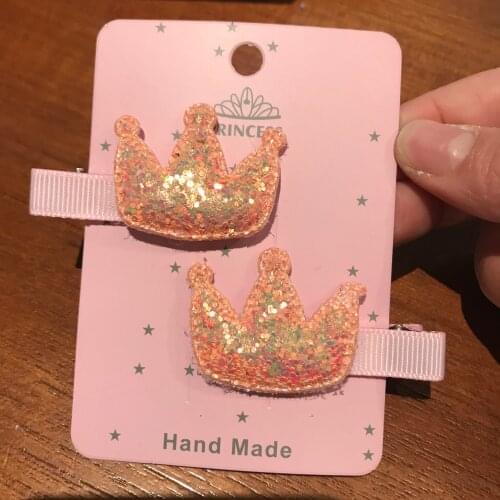 2PCS/Set Sequins Shining Hair Pins Girls BB Head Wear Imperial Crown Icon Hair Clips Birthday Party Gifts Barrettes Accessories