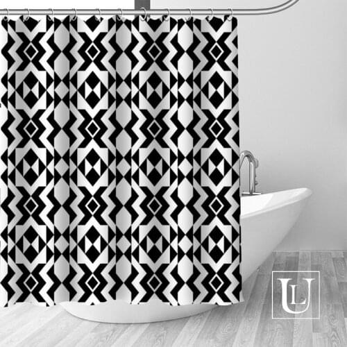 Custom Black and white pattern Bath Curtain Fabric Modern Shower Curtain bathroom beautiful Curtains Bath decor
