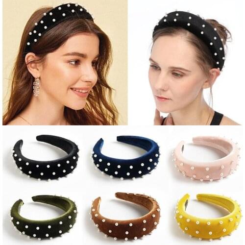 Pearl headband fashion hair ties accessories head band plush kawaii hairband headbands bandeau cheveux silk scrunchie serre tete