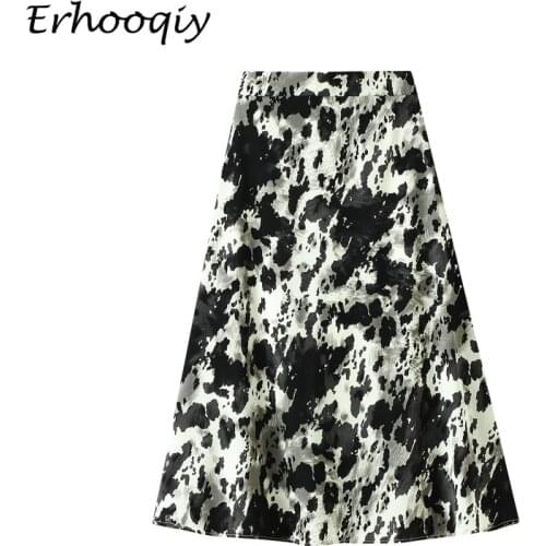 Vintage Leopard Print Skirt Female Fashion 2021 Spring Summer High Waist Retro Mid-length A-line Skirt Women Casual Jupe Longue