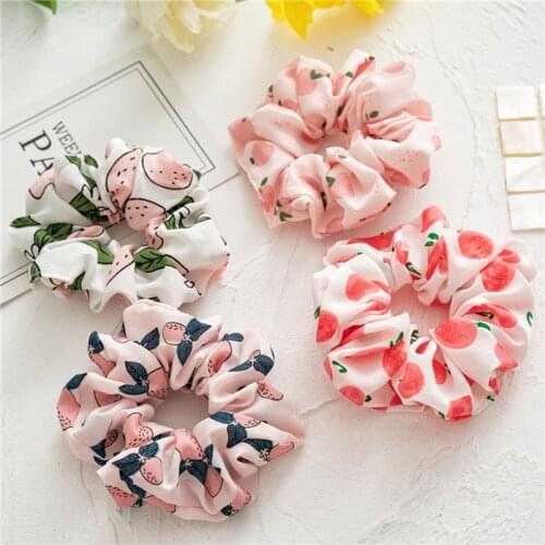 1Pcs Printed Fruit Elastic Scrunchie Hairband Summer Rubber Band Floral Hair Bands Ponytail for Girls Hair Accessories