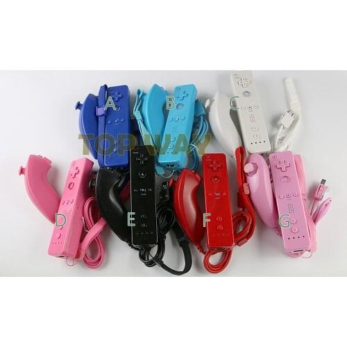 10sets New Wired computer game controller left right PC gamepad case with Nunchucks double shock for wii
