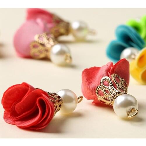 10Pcs/lot Colorful Pearl Flower Pendant Tassel Charms for Making Jewelry Earrings Accessories Jewelry Findings Jewelry Supplies