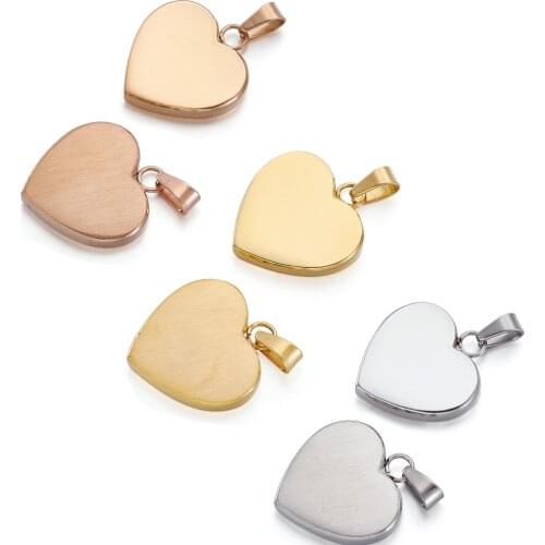 10pcs Heart Stainless Steel Charm Necklaces Pendants For Women DIY Bracelet Jewelry Making 23x22x4mm