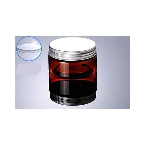 100G brown PET cream bottle Jar with PET cream cans plastic cream bottles Wide mouth bottle aluminum cap Cosmetic Packaging