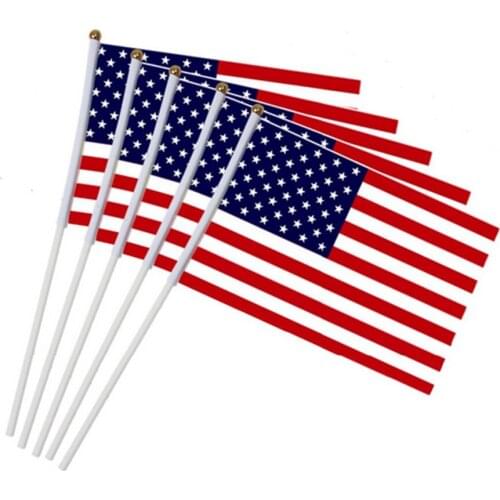 100pcs American Flag Hand Wave Flags 14*21cm USA Flag American National Flags Celebration Parade Flag Drop Shipping Wholesal