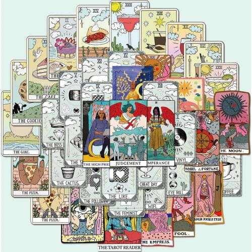 50pcs Tarot Stickers DIY Bicycle Guitar Suitcase Phone Case Laptop Toy Graffiti Stickers Waterproof