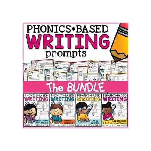 Phonics Writing Prompts Bundle Learning English PDF File Homeschooling Educational Workbooks Abc for Kids Learning