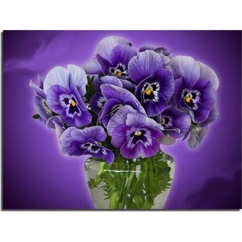 3D Purple Flowers DIY Diamond Painting Cross Stitch Full Diamond Embroidery Europe Home Decoration Square Drill Wholesale