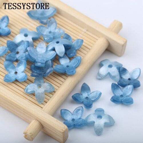 10pcs Acrylic Acetate Three-dimensional Four-petal Flower Shape Spacer Beads For Jewelry Making Hairpin Bracelet Accessories