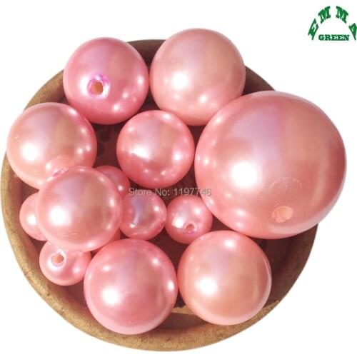 Bead Pearl Beads for Jewelry making Pink Pearl Beads 6mm to 30mm A75 Acrylic abs Pearls Beads pink Round Loose Spacer Beads