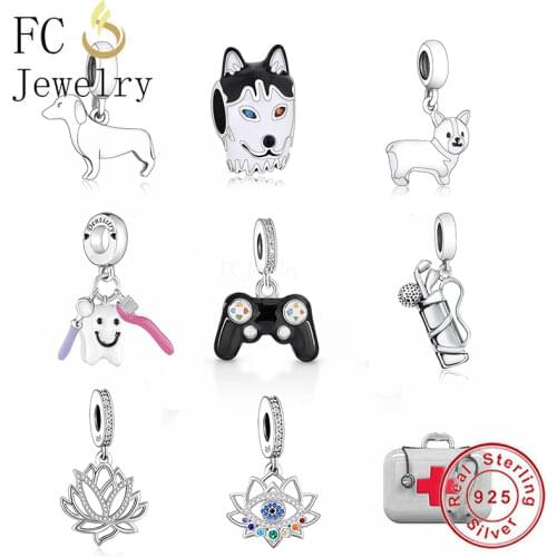 FC Jewelry Fit Original Charm Bracelet Authentic 925 Sterling Silver Dachshund The Dog Bead For Making Women Berloque 2021 New