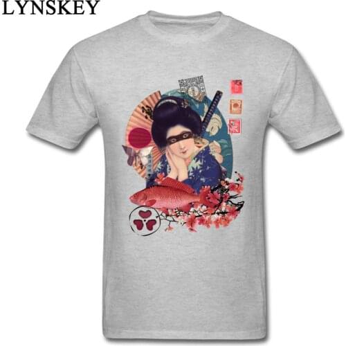 Japan Chic T-shirt Samurai Geisha Print Cotton Cloth Slim Fit Mens Tops Tees O Neck Short Sleeve Unique Design