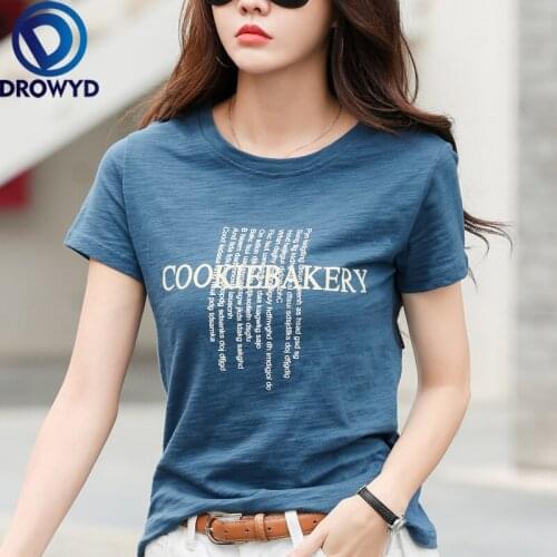 Summer Women Harajuku T-shirt Brand Letter Print Cotton Female O-Neck Short Sleeve T-shirts Casual Loose Simple Goth Tees Tops