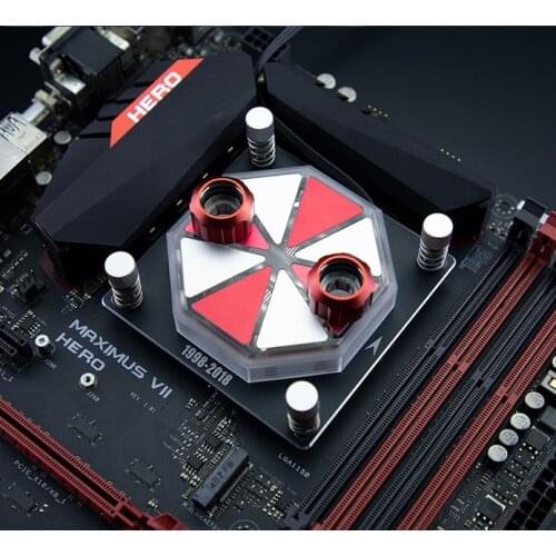 Umbrella Corporation Biohazard 20th Cpu IHS Copper Water Cooling Head Microchannel Injection RGB Light Controller for Intel Amd