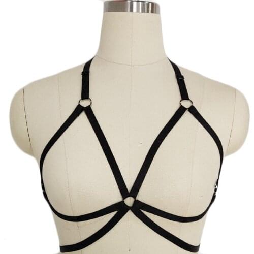 JLX.HARNESS Open Chest Bra Goth Sexy Lingerie Bondage Body Cage Suspender Belt Punk Gotico Women Body Harness Bra