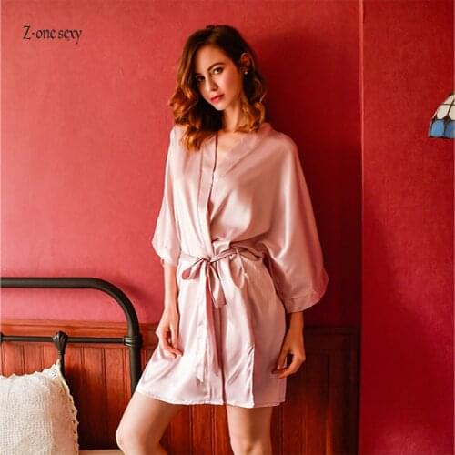 New autumn new underwear sexy housewear womens robe allure silk cardigan pajamas robe sets