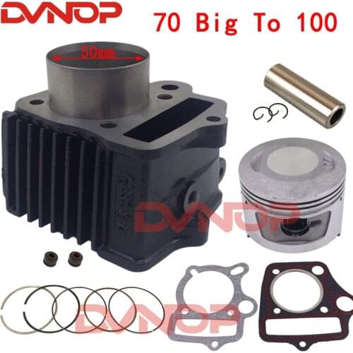 Motorcycle Cylinder Piston Kit For 50mm HONDA ATC70 CT70 C70 TRX70 CRF70 CRF70F DAX70 ST70 XR70 70CC 72CM3 upgrade to 100cc 50mm