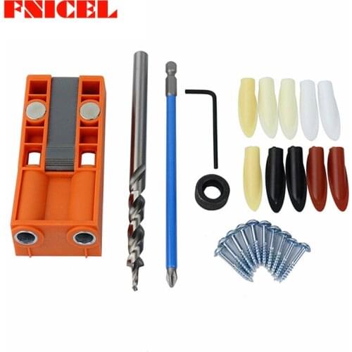 Pocket Hole Jig Woodworking Inclined Locator Oblique Hole Puncher Holder Drill Positioning Tool with 9.5mm Step Drill Guide