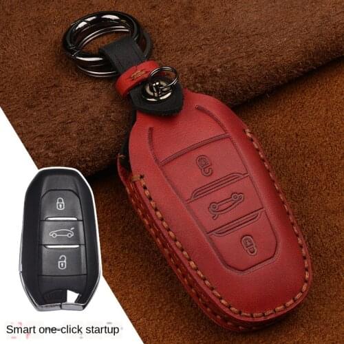 Crazy Horse Leather Car Remote Key Cover Case Holder for Peugeot 301 308 308S 408 2008 3008 4008 5008 Car Accessories Key Case
